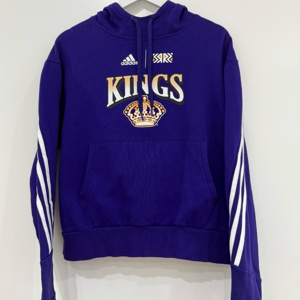 Adidas LA Kings Hockey NHL Purple Pullover Hoodie Sweatshirt Women's Small EUC